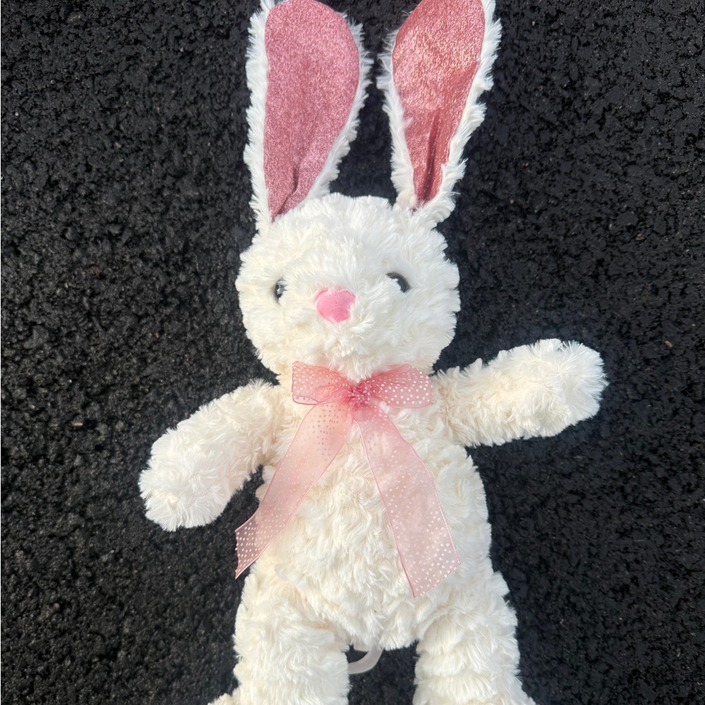 Charming White and Pink Bunny Plush